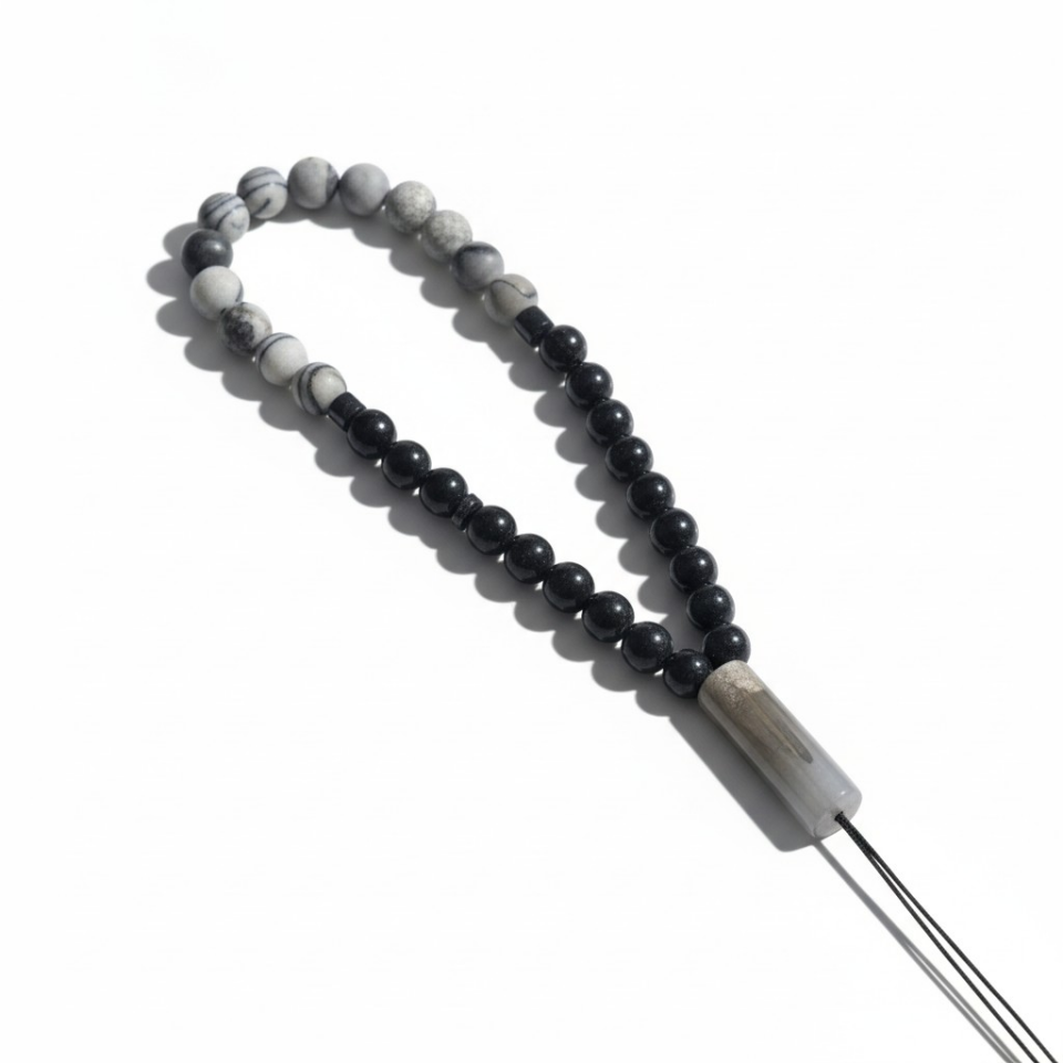 Bileklik Tespih Premium Serisi (Siyah Oniks&Gri Akik) 6mm Gİ