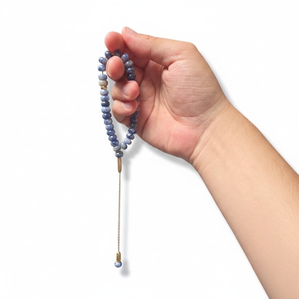 Bileklik Tespih Premium Serisi (Açık Mavi Ceyt) 8*5 mm