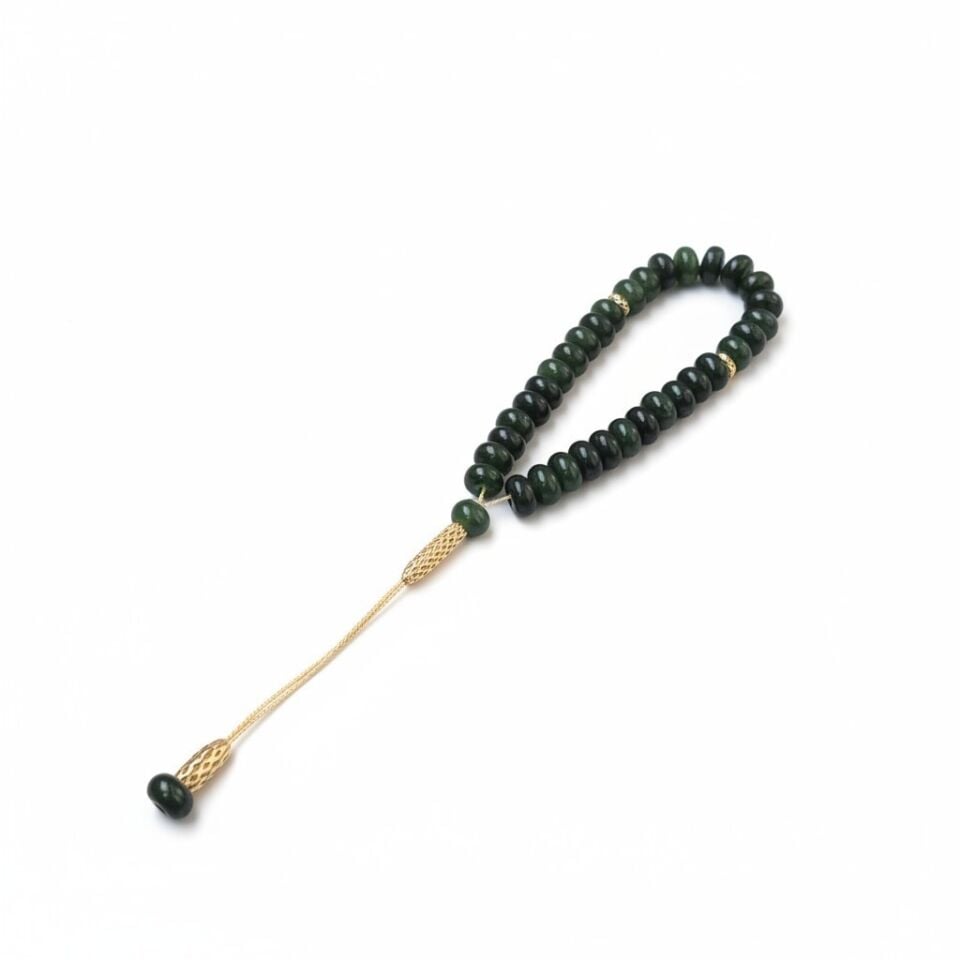 Bileklik Tespih Premium Serisi (Yeşil Ceyt) 8*5 mm