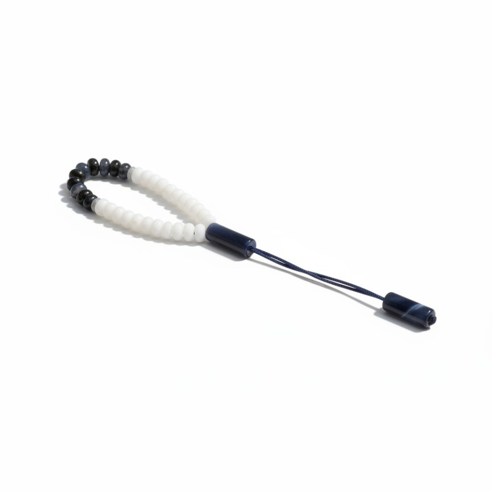 Bileklik Tespih Premium Serisi (Lacivert&Beyaz Ceyt) 8*5 mm Lİ