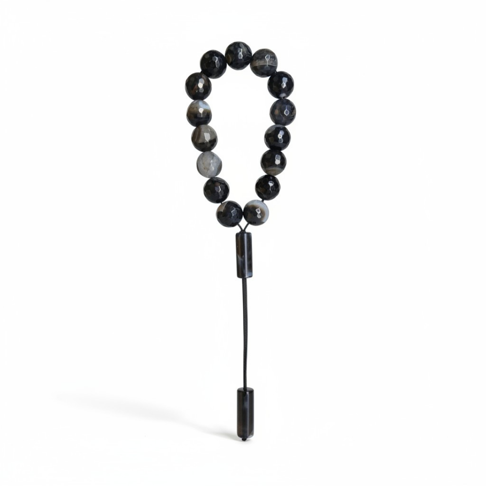 Bileklik Tespih Maskot Premium Serisi (Siyah Akik) 14 mm Sİ