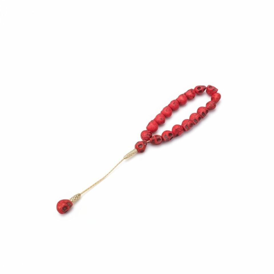 Bileklik Tespih Maskot Premium Serisi (Kırmızı Kurukafatası) 12 mm