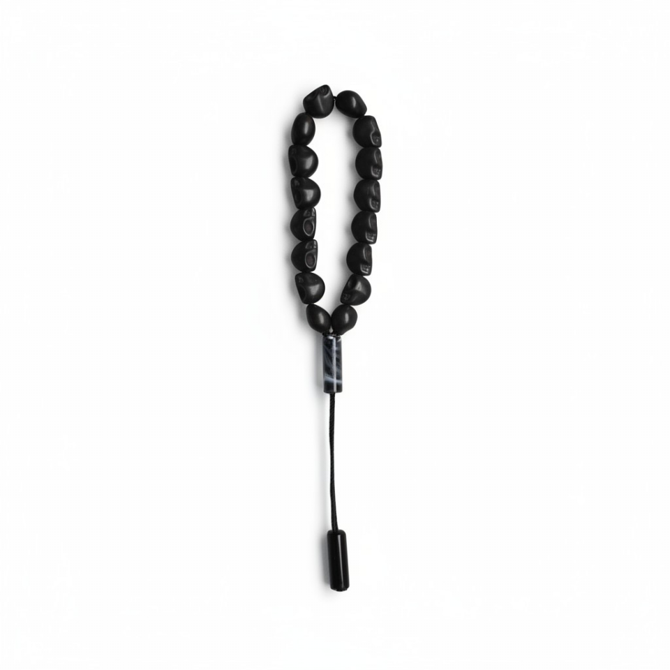Bileklik Tespih Maskot Premium Serisi (Siyah Kurukafatası) 12 mm Sİ