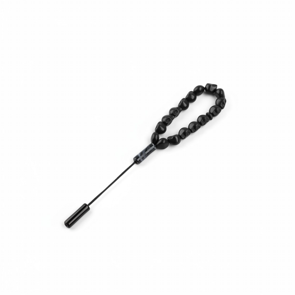 Bileklik Tespih Maskot Premium Serisi (Siyah Kurukafatası) 12 mm Sİ