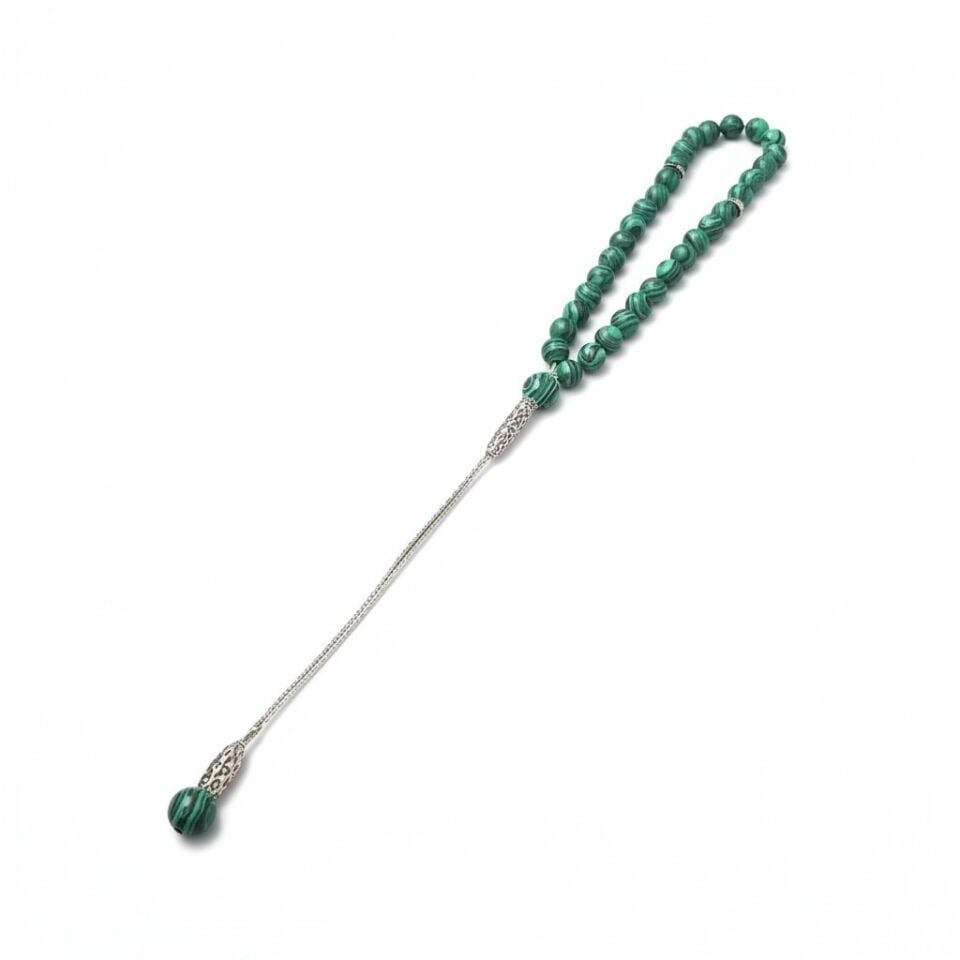 Bileklik Tespih Premium Serisi (Malakit) 6 mm Gri Zincir