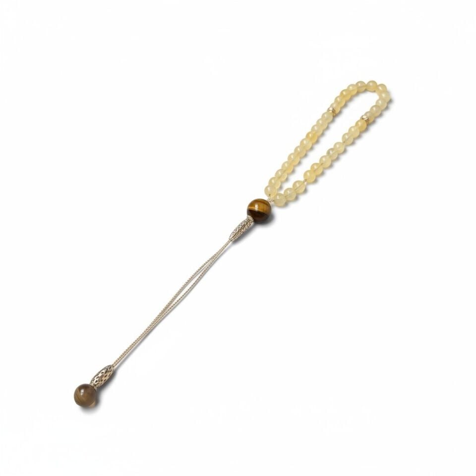 Bileklik Tespih Premium Serisi (Sitrin) 6 mm Altın Sarı Zincir